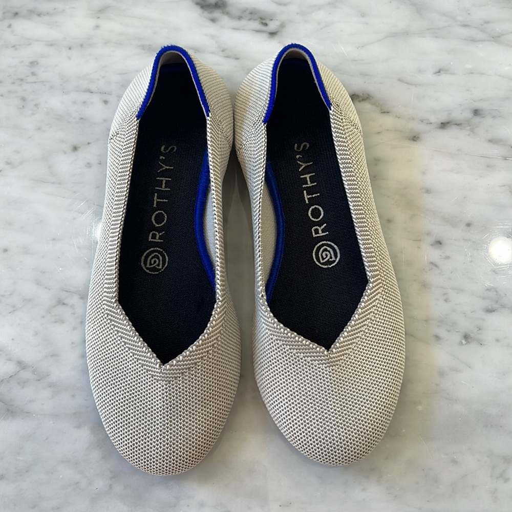 ROTHY’S Flax Birdseye Gray, The Flat Slip On, Size 6.5